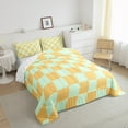 thumbnail image 3 of Feelyou Chic Square Abstract Bedding Comforter Set for Kids, Green Orange Plaid Twin Comforter Sets, Pixelated Blocks Miners Reversible Bedding Set, Luxury Bedroom Decor, 2-Piece, 3 of 8