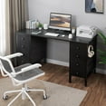 thumbnail image 2 of Black Gaming Desk with Fabric Drawers on Both Sides, 55 Inch Home Office Computer Study Writing Work PC Desk with 8 Storage Drawers Storage for Bedroom, 2 of 8
