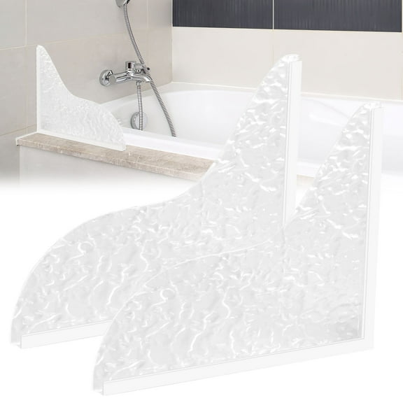 2Pcs Shower Splash Guard Acrylic Bathroom Shower Water Guard with Adhesive Waterproof Bathtub Corner Splash Guard Self-Glue Bathtub Edge Guard Shower Water Guard for Bathroom Restroom Bathtub