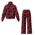 thumbnail image 6 of Uorisanigo Heart Print Women Fall 2 Piece Outfits Sweatsuits Long Sleeve Sweatshirt Wide Leg Pants Mock Neck Tracksuit Lounge Sets Oversized Sportswear Plus Size Jogger Set for Teen Girls, 6 of 8