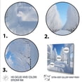 thumbnail image 3 of Designart "Winter Forest View from Window III" Landscapes Framed Wall Art - Blue Winter Landscape Living Room Framed Canvas Art, 3 of 6