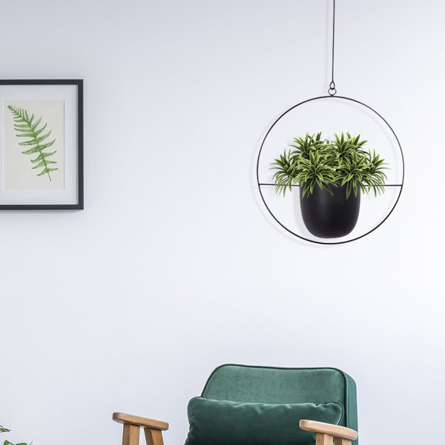 Maceta colgante JShteea nórdica para balcón montaje en pared cesta oscilante negro Libre de BPA