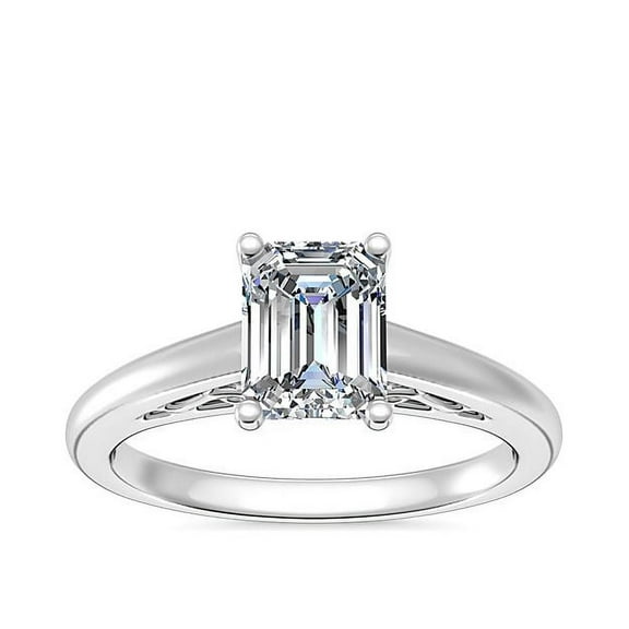 1.00 T.C.W Elegant Solitaire Style VS1 Emerald Natural Diamond Wedding Ring for Ladies Solid 14K White Gold Size 7