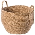 thumbnail image 3 of Vintiquewise QI003835.L Decorative Round Wicker Woven Rope Storage Blanket Basket with Braided Handles - Large, 3 of 6