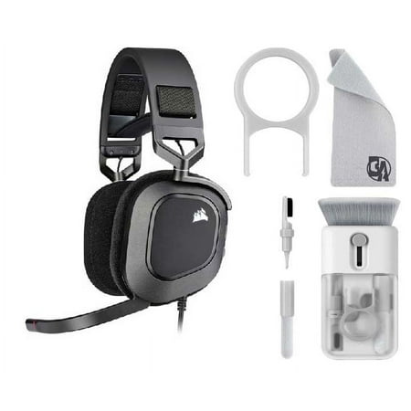 CORSAIR HS80 RGB WIRELESS Dolby Atmos Gaming Headset Carbon With Cleaning kit Bolt Axtion Bundle Like New