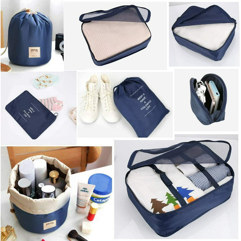 DIMJ Packing Cubes for Suitcase, Luggage Organizer Bags 8 Pcs Packing Cubes  for Travel Lightweight Suitcase Organizer Bags set with Makeup Bag for