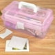 thumbnail image 4 of Caja organizadora de almacenamiento de 3 capas con bandeja, caja de suministros de costura y arte, caja de herramientas plegable Rosa, 4 of 7