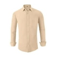 thumbnail image 4 of Lumtrix Men's Dress Shirts Solid Long Sleeve Stretch Loose Fit Formal Shirt Business Casual Button Down Shirts Khaki XL, 4 of 4