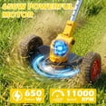 thumbnail image 5 of Weed Eaters, Cordless Weed Trimmer with Wheels, 2Pcs 4000mAh Batteries, Adjustable Length, 650W Grass Trimmer/Edger/Brush Cutter for Lawn Yard Garden Maintaining (Yellow), 5 of 11