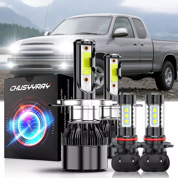 LED Headlight High Low Beam Fog Light Bulbs Kit 6000K White 4Pcs - for Toyota Tundra 2000-2006