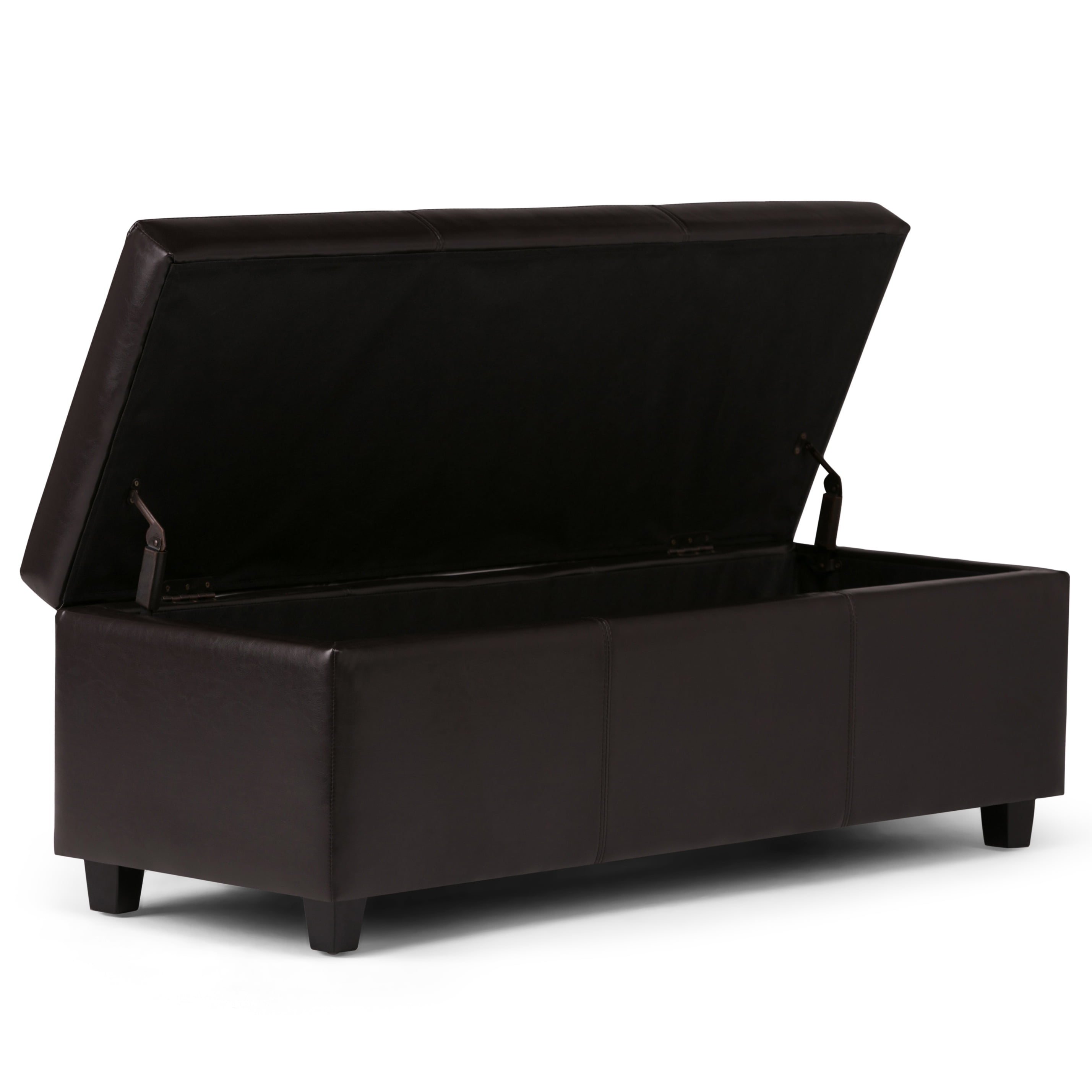 Avalon 48 inch Wide Contemporary Storage Ottoman Bench in Tanners Brown Vegan Leather