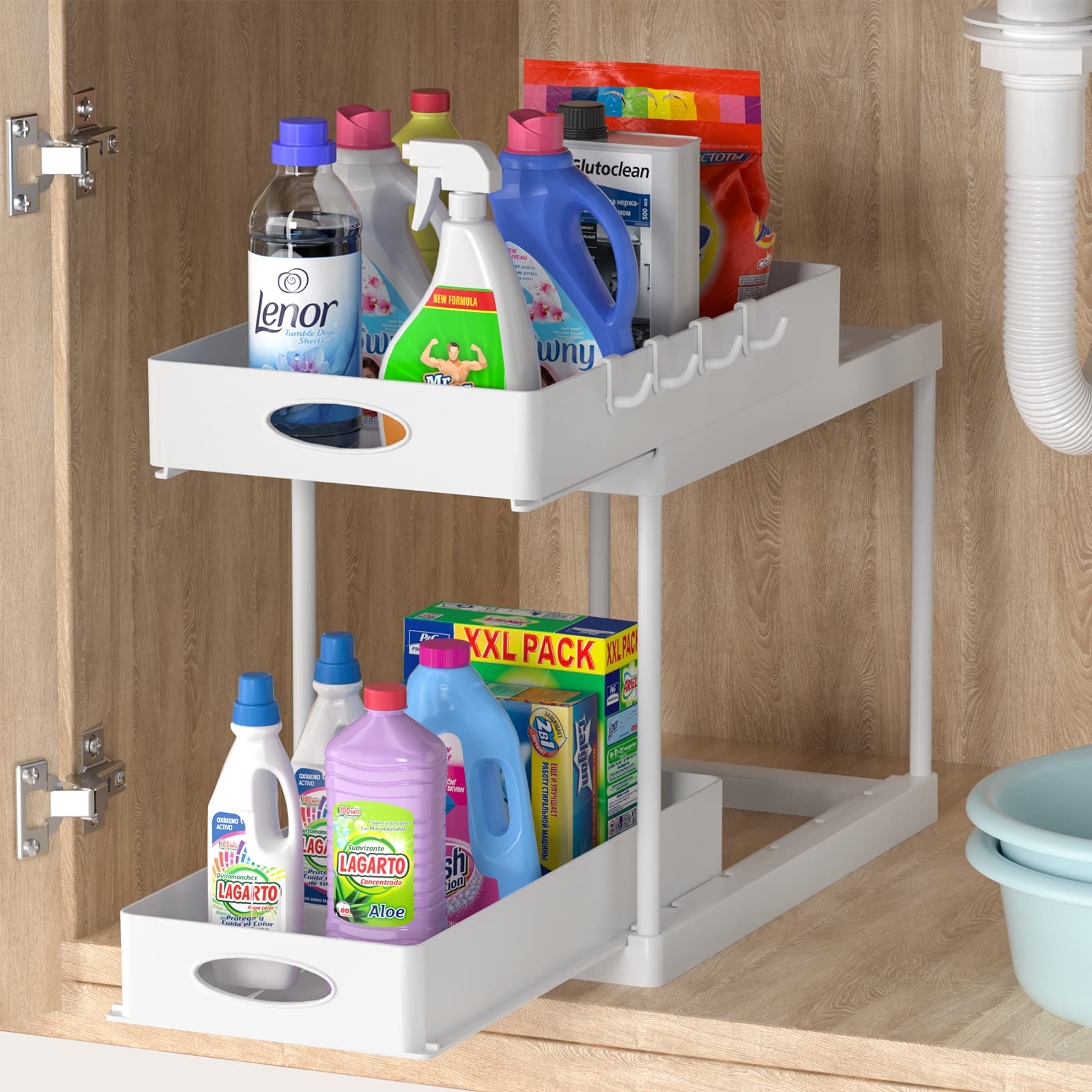 Happylost Double Sliding Organizer Drawer, Under Sink