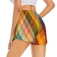 thumbnail image 4 of Picia Abstract Watercolors Tartan Pattern Women's 2 in 1 Athletic Running Shorts High Waisted Workout Casual Gym Sweat Shorts with Comfy Liner Zipper Pockets-XX-Large, 4 of 9