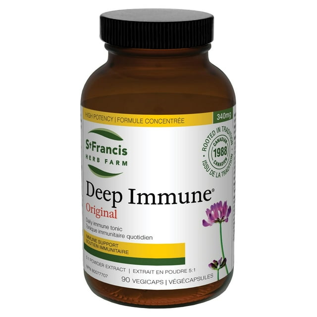 ST FRANCIS HERB FARM Deep Immune® (90 cápsulas) Refuerzo inmunitario diario (1 envase) Hierbas orgánicas, recolectadas de forma silvestre, vegetarian
