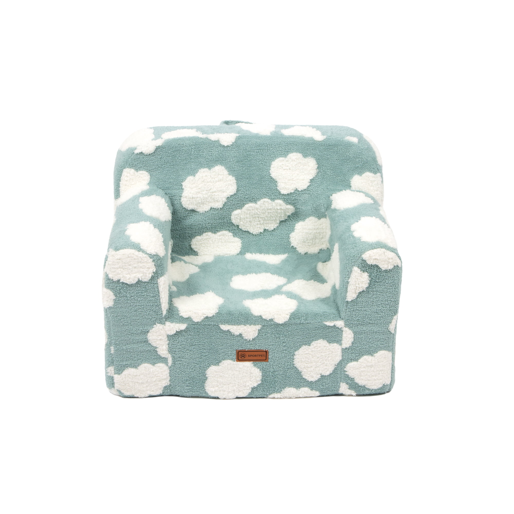 SportPet Sherpa Lounge Chair Pet Bed, with Cloud Print, Blue, One Size