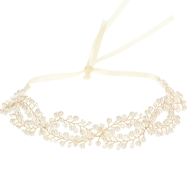 Nvzi Horquillas para el pelo de boda con flores para novias, peinetas con perlas de cristal, pinzas para el pelo, tocado, accesorios para el pelo de boda dorados, joyas - doradas