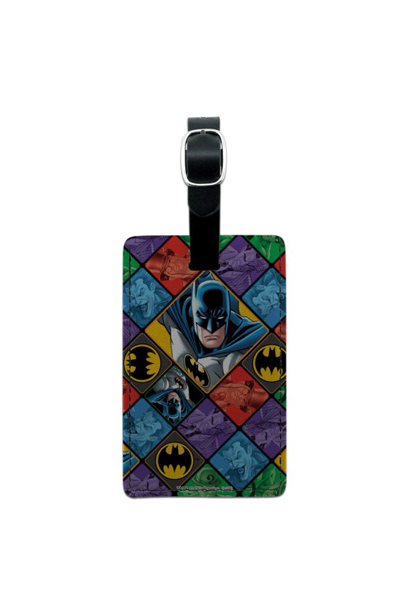 Batman and Villains Pattern Rectangle Leather Luggage Card Suitcase Carry-On ID Tag