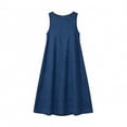 thumbnail image 4 of Miluxas Women Denim Sleeveless Tank Dress Loose Fit Round Neck A Line Dress Casual Streetwear Going Out Dress with Pockets Blue, 4 of 6