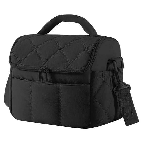 stillithou Lunch Bag Insulated Leakproof, Quilted Puffer Lunch Bag Women Lightweight for Work Travel Beach Picnic, Medium(Normal), Black