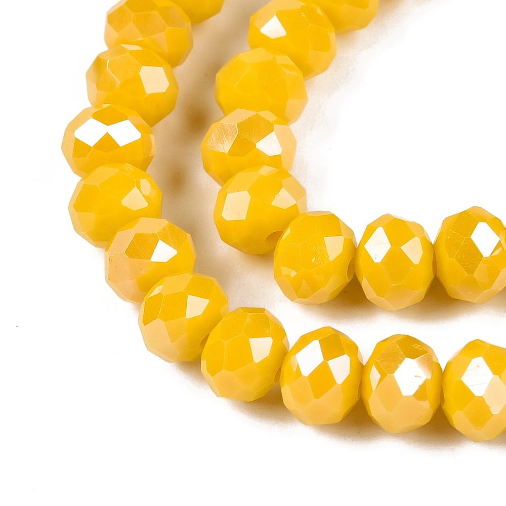 Electroplate Glass Beads Strands Pearl Luster Plated Faceted Rondelle Gold 8x6mm Hole: 1~1.4mm about 64~65pcs/strand 40~41cm