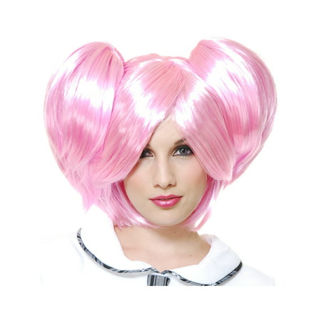 Womens Deluxe Pink Anime Madoka Kaname Puella Magi Removable Ponytail Wig