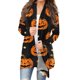 thumbnail image 1 of Cárdigan con temática de Halloween para mujer, estampado de murciélagos y telarañas en color rosa, manga larga, abrigo abierto al frente, 1 of 4
