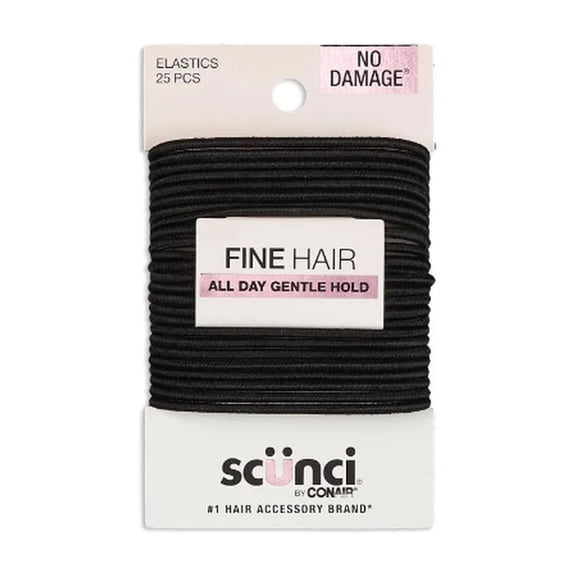 Scunci No Damage Hair Ties, Black, 25 Ct