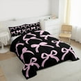 thumbnail image 4 of Manfei Princess Dreamy Bow Bedding Comforter Set for Kid, Black Pink Twin Comforter Sets, Kawaii Cartoon Bowknot Reversible Bedding Set, Super Cozy Room Decor, 2-Piece, 4 of 8