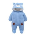 thumbnail image 2 of Lilgiuy Baby Fuzzy Bear Ear One Piece Romper Winter Warm Cozy Zipper Hooded Jumpsuit Toddler Casual Onesie Bodysuit Christmas Gift for Your Child Blue (3-18Months), 2 of 5