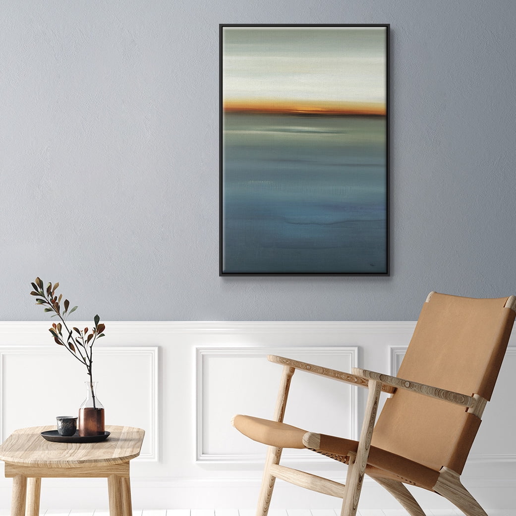 Beside the Blue I Framed Premium Gallery Wrapped Canvas - Ready to Hang - 17 x 25 - Black Floating Frame