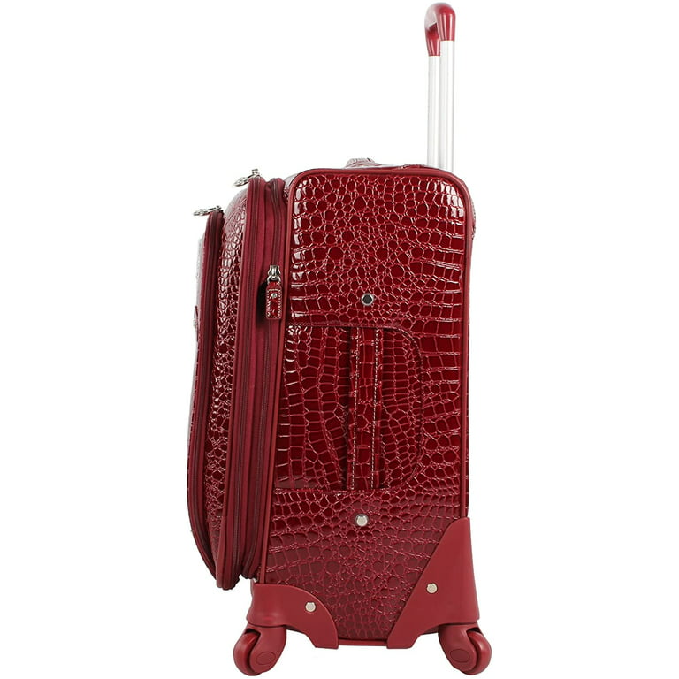 Kathy Van Zeeland Croco PVC Designer Luggage - Lightweight Expandable 20 inch Carry on Suitcase for Women - Small Durable Bag with 4-Rolling Spinner