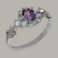 thumbnail image 2 of LBG British Made 14k White Gold Natural Amethyst & Diamond Womens Anniversary Ring - 33 size options - Size 9, 2 of 8