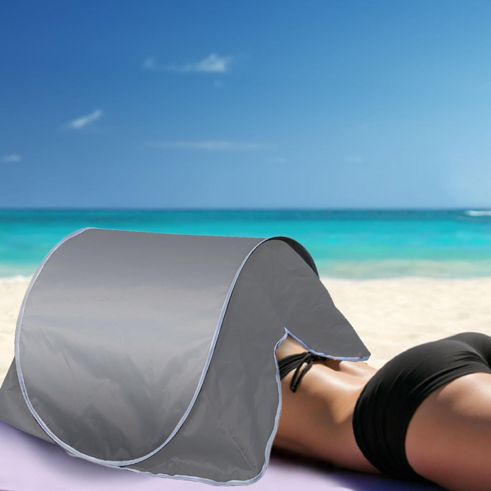 TTETTZ Mini Beach Sun Shelter Instant Canopy Zipper with Phone Pocket Head Shade Automatic Shade Tent for Fishing Outdoor Dog Pet Gray