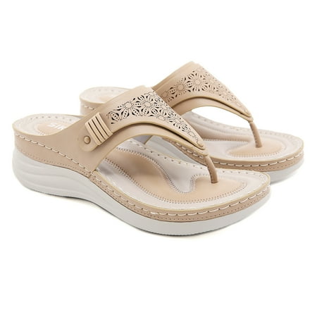 

TANGNADE Flops Slippers Flip Out Vintage On Summers Slip Wedge Womens Hollow Shoes Floral Women s Slipper