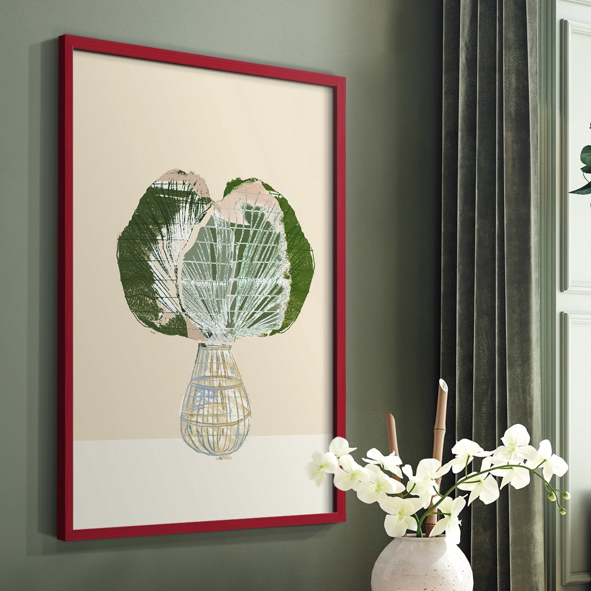 Woven Tropical Leaf I Framed Print - Solid Wood in Single Picture Frame Solid Wood 2 Framed Print