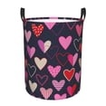 thumbnail image 1 of DouZhe Waterproof Collapsible Large Laundry Baskets, Romantic Love Pink Hearts Prints Circular Hamper with Handles, 1 of 6