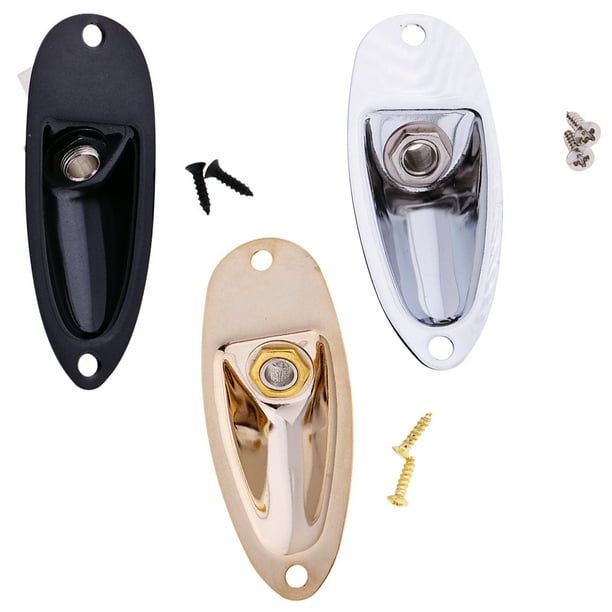 Set de 3 Piezas Entrada Salida Jack Estilo de Barco con Tornillos para Guitarra Eléctrica de /Negro/Plata Cobre Sunnimix Barco de guitarra Jack
