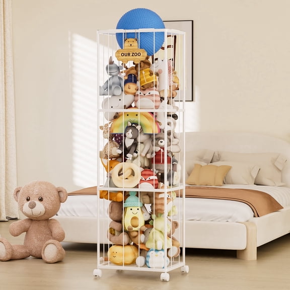 Enogets Corner Stuffed Animal Toy Storage Net Organizer - Stuffed Animal Organizer - Large Plush Holder Teddy Bear Storage for Bedroom Kids Room Nursery Decor
