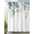 thumbnail image 2 of Fsddascl Blue Green Leaves Shower Curtain Set - Small 36" x 72" Washable Bathtub Curtain with 12 Hooks, Watercolor Spring Botanical Branches Waterproof Fabric Stall Shower Curtains for Bathroom, 2 of 6