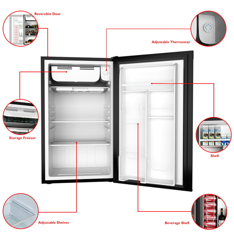 Costway Compact Single Door Upright Freezer - Mini Size with Stainless Steel Door - 3.0 Cu ft Capacity - Adjustable EP23796