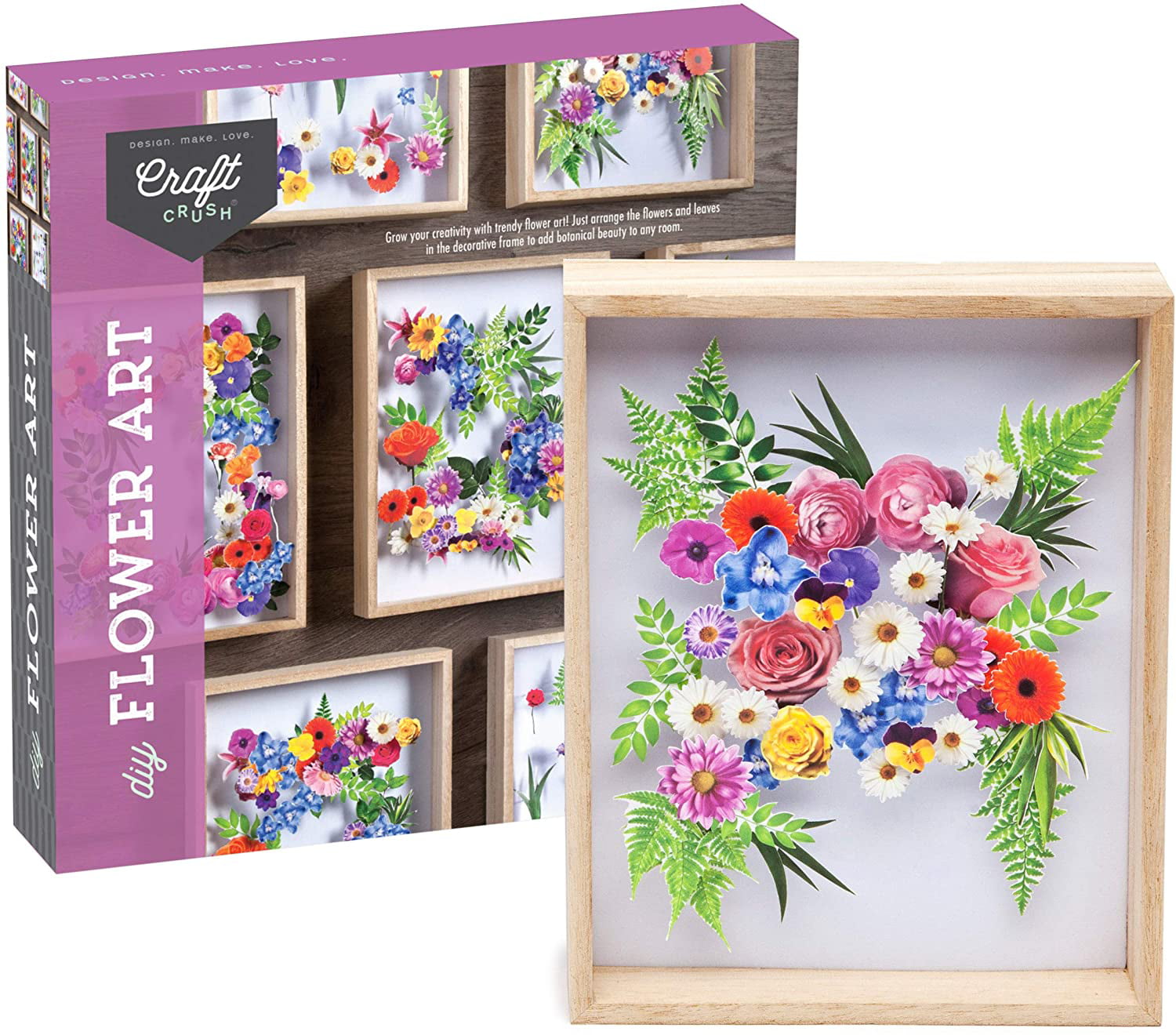 Arrange Pre-Cut Paper Flowers and Foliage to Create a One-of-a-Kind Framed Arrangement Craft Crush DIY Flower Art Craft Kit