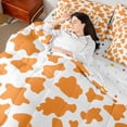 thumbnail image 4 of Homewish Kids Teens Abstract Cattle Print Bedding Comforter Set 7 Pieces,Orange White Full Bedding Set Lightweight,Animal Cow Fitted Sheet Flat Sheet,Microfiber Bedroom Decor,Reversible, 4 of 8