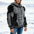 thumbnail image 4 of Men's Fuzzy Sherpa Pullover Hoodie 3D Printed Long Sleeve Sport Pocket Military Hoodies Winter Gym Hooded Sweatshirts Grey L, 4 of 5