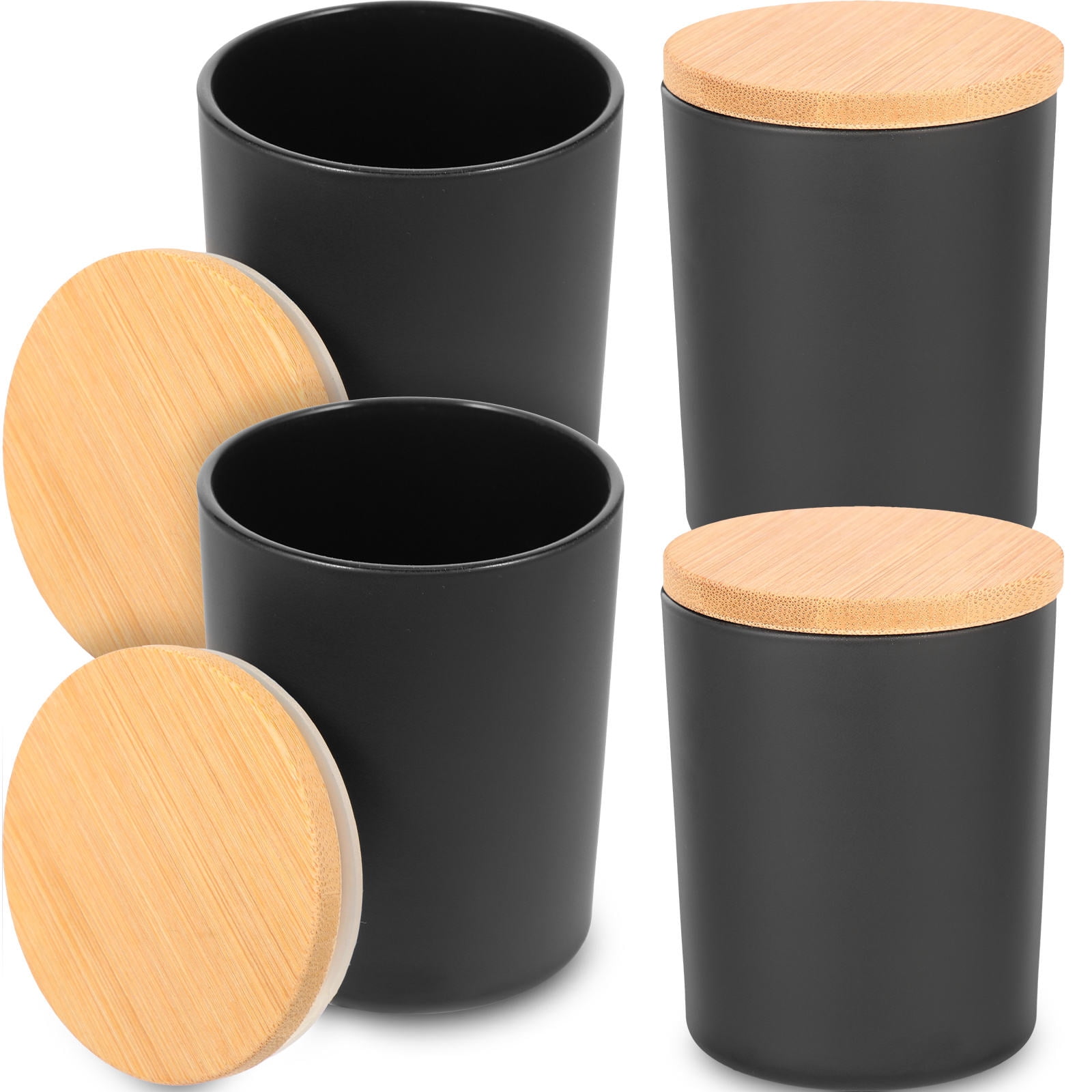 FELTECHELECTR Glass Tins Black For present Givers Home Use 4 Sets 3.73X2.67X2.67in