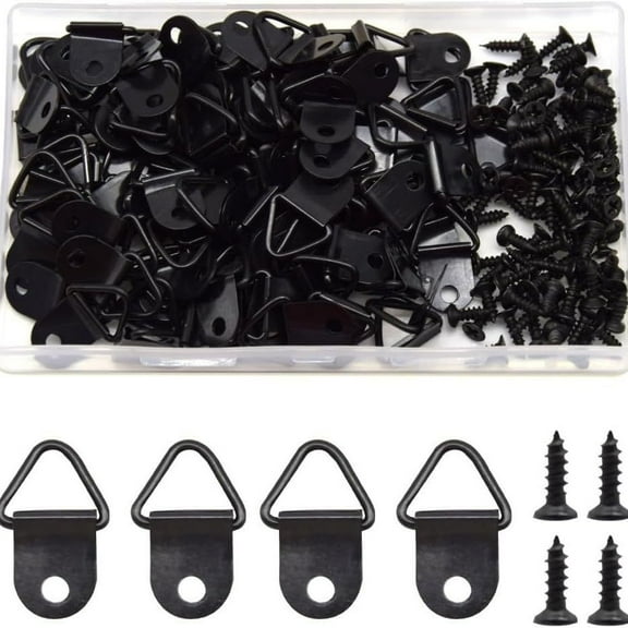BELOWSYALER Set of 100 Small Picture Hangers Practical Triangles D Rings with Screws Single Hole Hook Photo Hangings Accessories