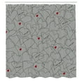 thumbnail image 2 of Ambesonne Valentines Day Shower Curtain, Lines and Heart Art, 69"Wx70"L, Pale Grey Burgundy, 2 of 4