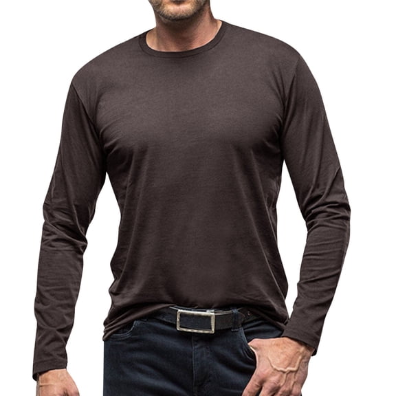 Men's Long Sleeve T-Shirt Solid Color Casual Basic Tee Comfortable Winter Top Breathable Soft Shirt Men's Oversized Tee Summer Tops Streetwear