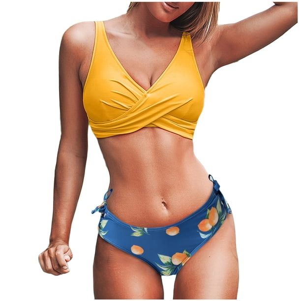 Bikini sin espalda con estampado de flores cómodas para mujer, traje de baño de dos piezas, conjunto de ropa de playa OAVQHLG3B Store lin121212