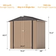 thumbnail image 4 of Greesum 6x4FT Outdoor Storage Shed, Utility Tool Shed Metal Storage Garden Shed with Door & Lock for Patio Storage, Brown, 4 of 7