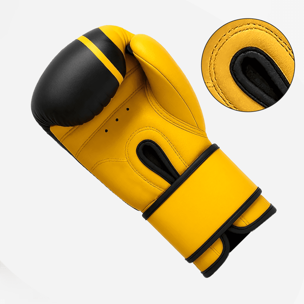 StellMan Boxing Gloves for Training Sparring and Kickboxing – Yellow and Black PU Leather Gloves for Men and Women with Wrist Support and Foam Protection – Dual Color Design
